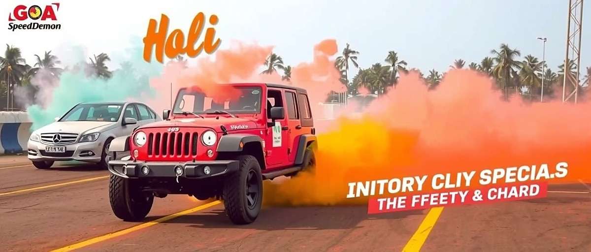 Goa Speed Demon - Holi Festival Event Goa Speed Demon Holi special event showing colorful tracks and vehicles with gulal effects